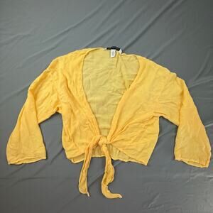Michael Stars Yellow Tie Front Top Lightweight Gauze Viscose Boho Beachy